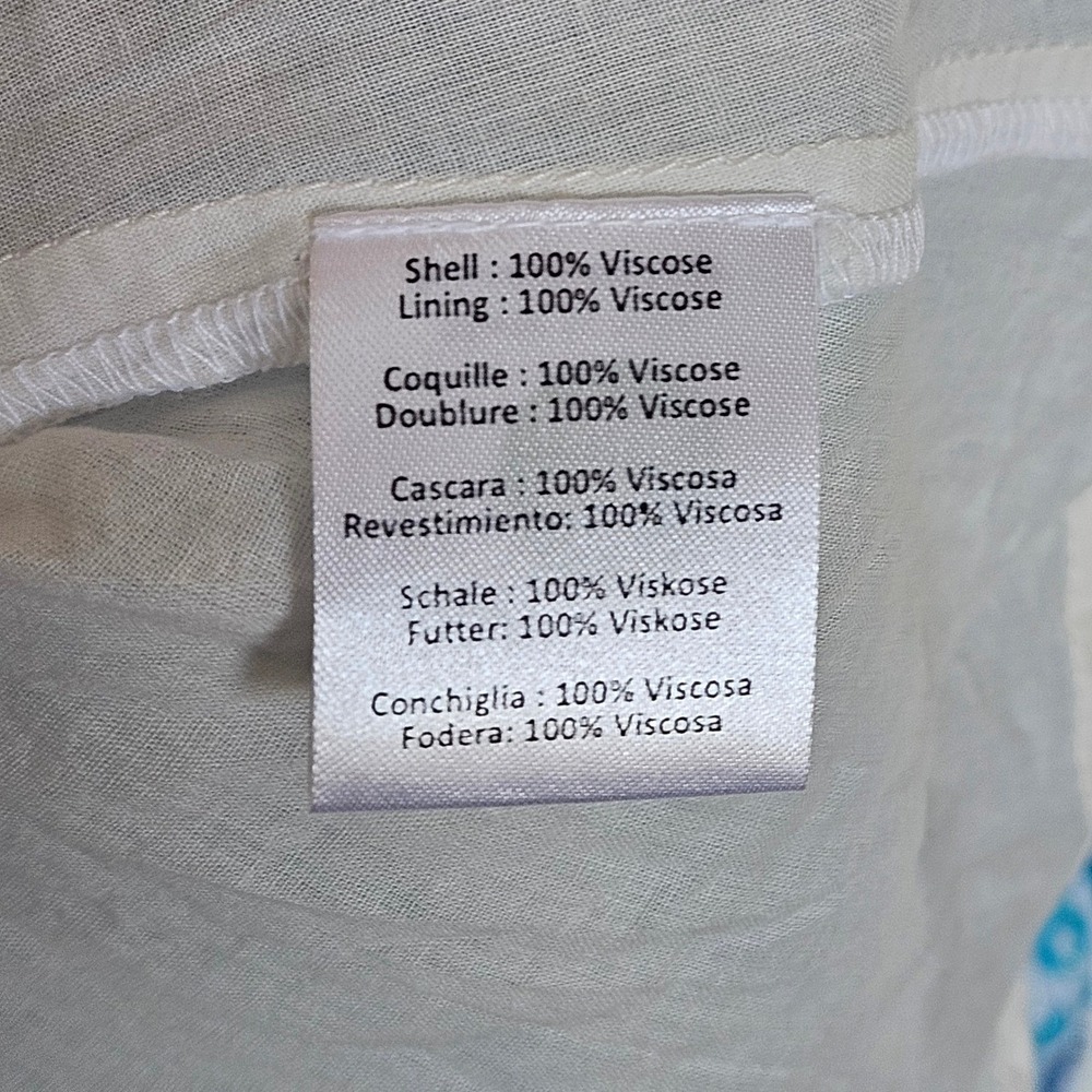 Hemant & Nandita Blue Ikat Floral Puff Sleeve Midi Dress White Metallic Sz Small - Picture 10 of 10